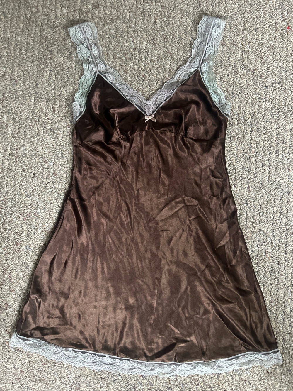 Gilligan & O'Malley Satin & Lace Trim Slip Dress